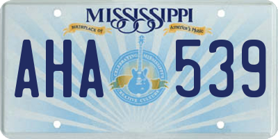 MS license plate AHA539