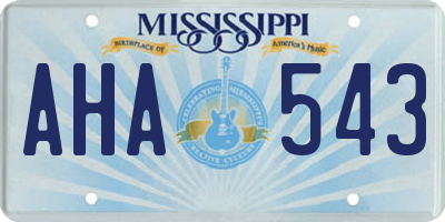 MS license plate AHA543