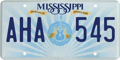 MS license plate AHA545