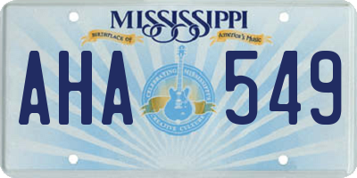 MS license plate AHA549