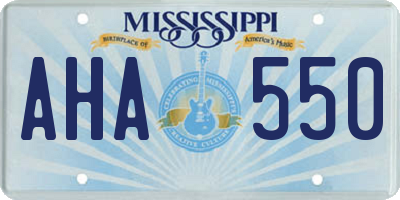 MS license plate AHA550