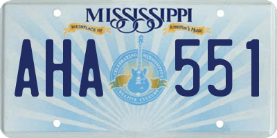 MS license plate AHA551