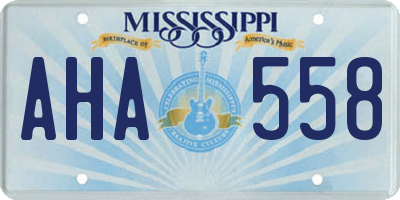 MS license plate AHA558