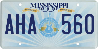 MS license plate AHA560