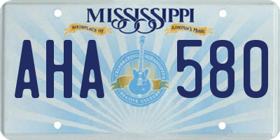 MS license plate AHA580