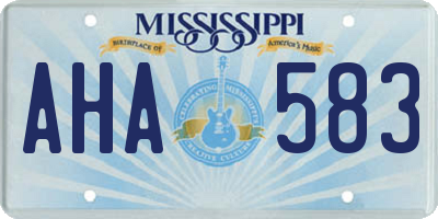 MS license plate AHA583