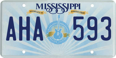 MS license plate AHA593