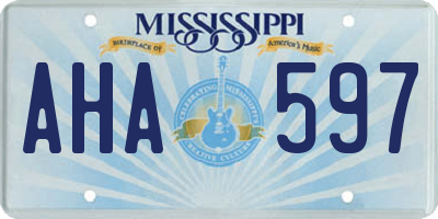 MS license plate AHA597