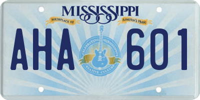 MS license plate AHA601