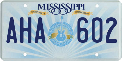 MS license plate AHA602