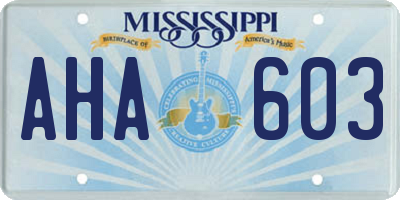 MS license plate AHA603