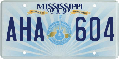 MS license plate AHA604