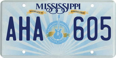 MS license plate AHA605