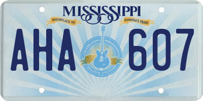 MS license plate AHA607