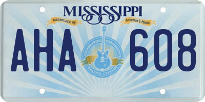 MS license plate AHA608