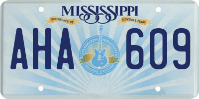 MS license plate AHA609