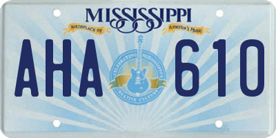 MS license plate AHA610