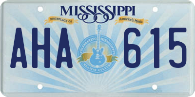 MS license plate AHA615
