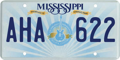 MS license plate AHA622