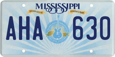 MS license plate AHA630