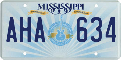 MS license plate AHA634
