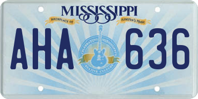 MS license plate AHA636