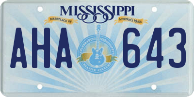 MS license plate AHA643