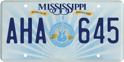 MS license plate AHA645