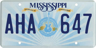 MS license plate AHA647