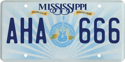 MS license plate AHA666