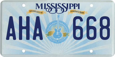 MS license plate AHA668