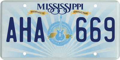 MS license plate AHA669