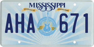 MS license plate AHA671