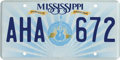 MS license plate AHA672
