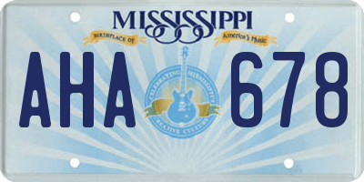 MS license plate AHA678
