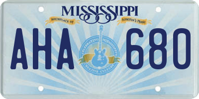 MS license plate AHA680