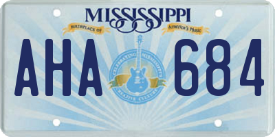 MS license plate AHA684