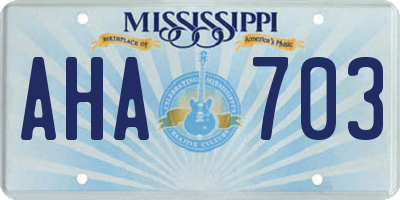 MS license plate AHA703