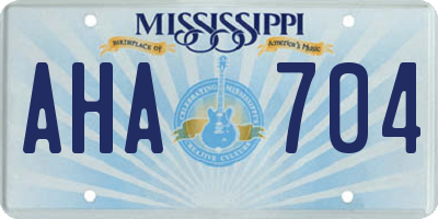 MS license plate AHA704