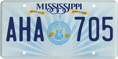 MS license plate AHA705