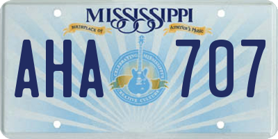MS license plate AHA707