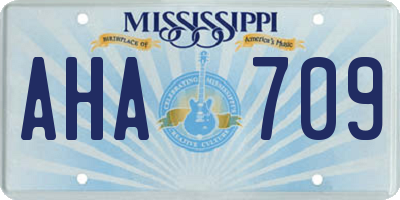 MS license plate AHA709