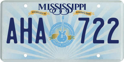 MS license plate AHA722