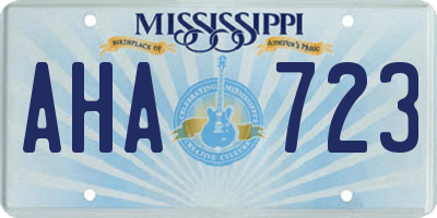 MS license plate AHA723