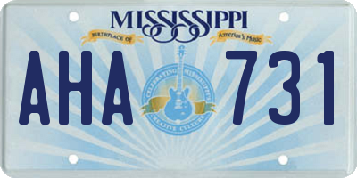 MS license plate AHA731