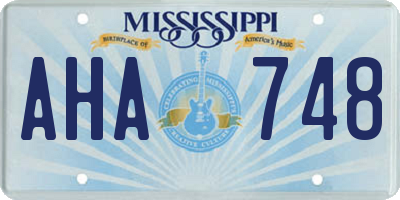 MS license plate AHA748