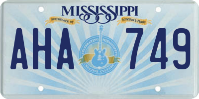 MS license plate AHA749