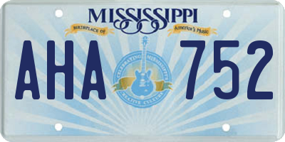 MS license plate AHA752