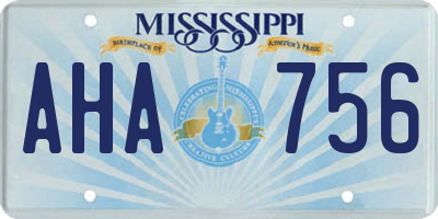MS license plate AHA756