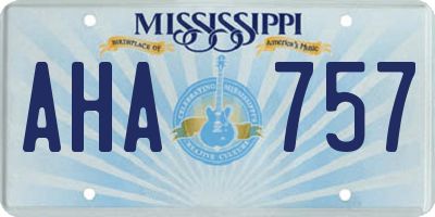 MS license plate AHA757